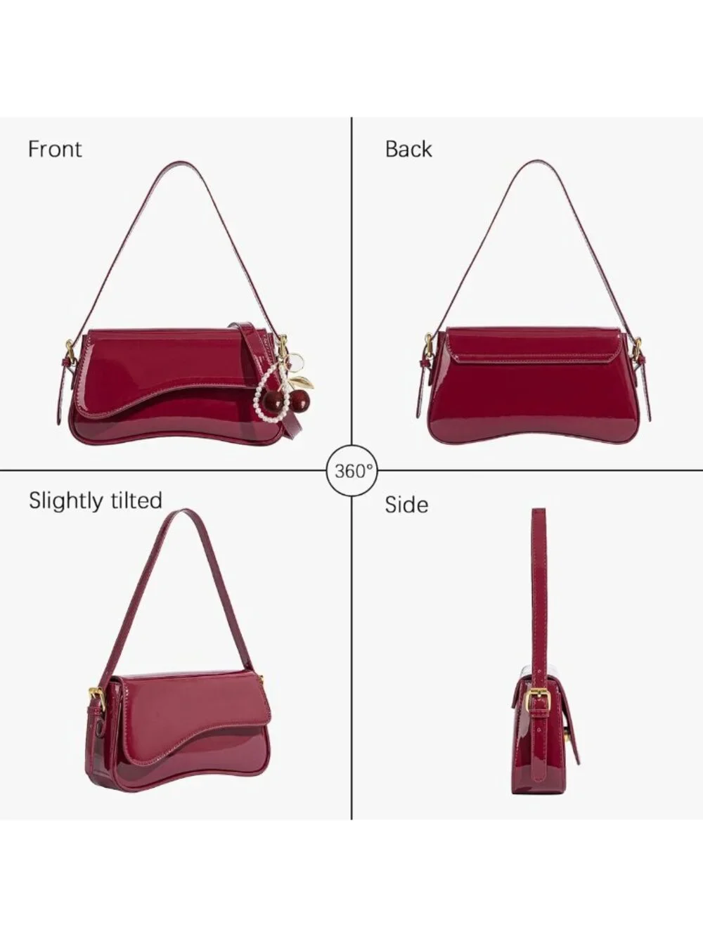 Chic Hobo Bag for Women with Cherry Pendant | Stylish Crossbody Shoulder Purse